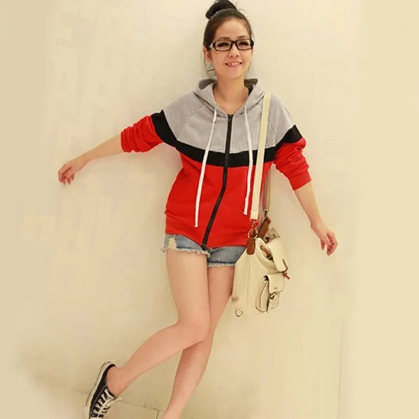 Sport Jacket Long Sleeve Zipper Casual Loose Spring Autumn Women Coat Sweatshirt Hoodies