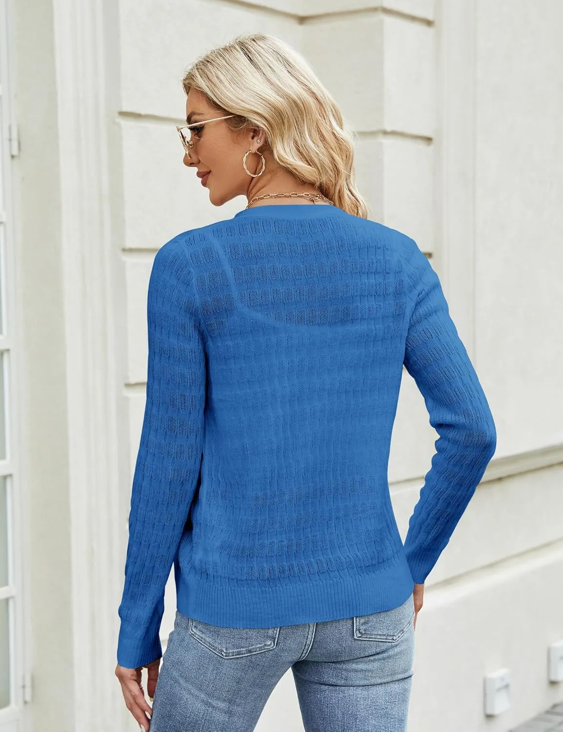 SPR&JOY Women's Long Sleeve Cropped Cardigan Sweater V Neck Elegant Shrugs for Women