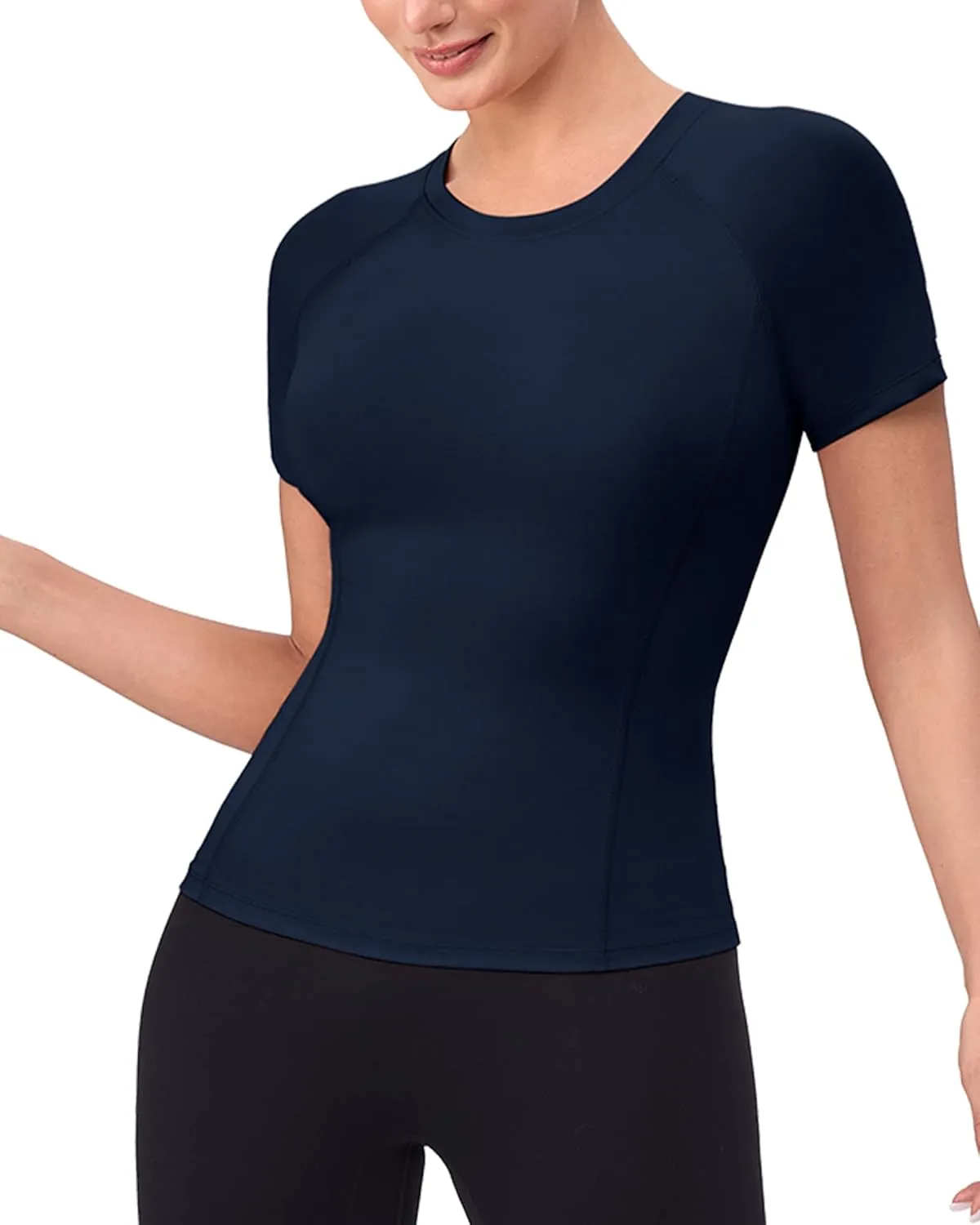 SPVISE Women's Compression Shirt Short Sleeve Workout Tops Athletic Baselayer Dry Fit Running Yoga Gym Basic T-Shirt Crewneck