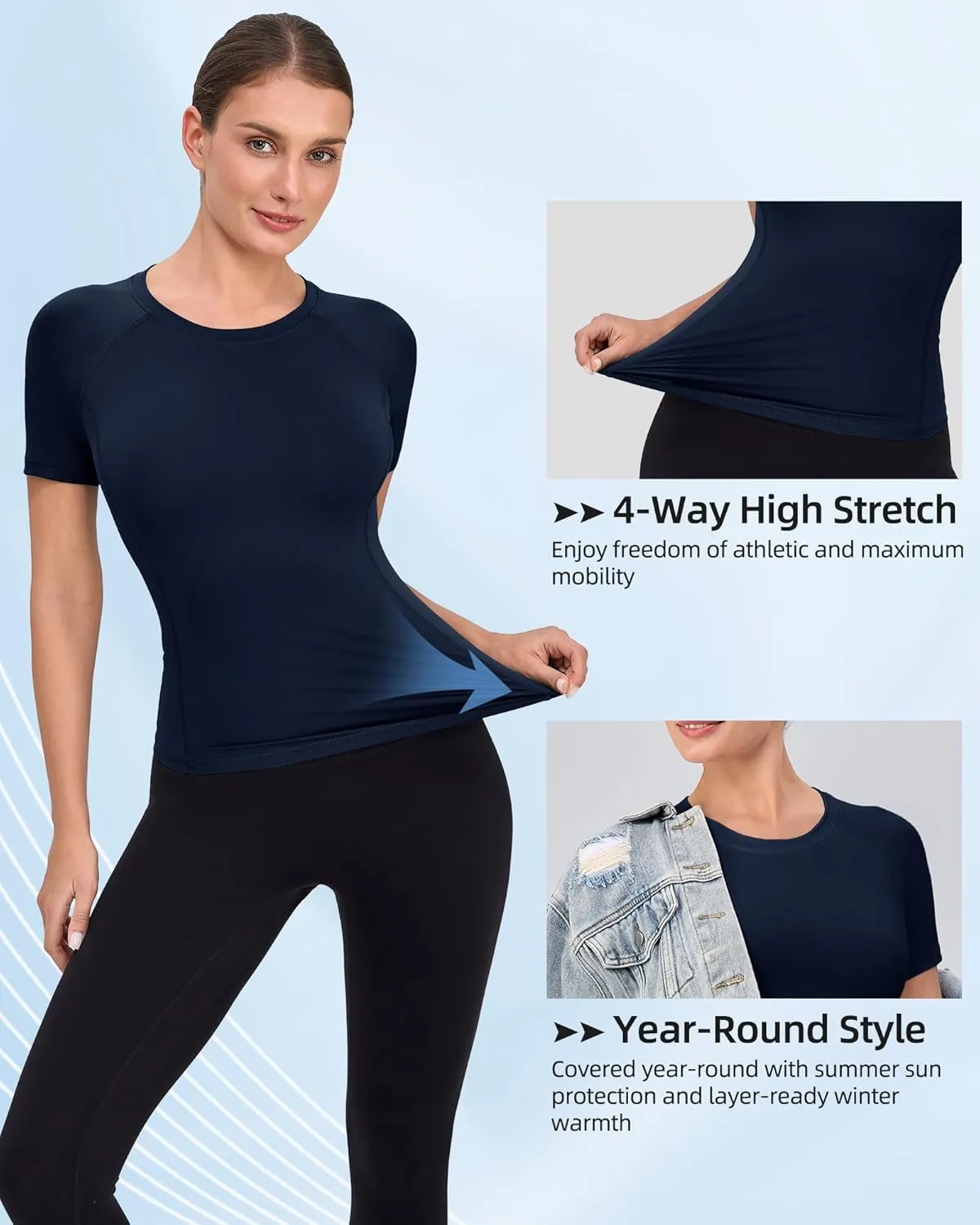 SPVISE Women's Compression Shirt Short Sleeve Workout Tops Athletic Baselayer Dry Fit Running Yoga Gym Basic T-Shirt Crewneck