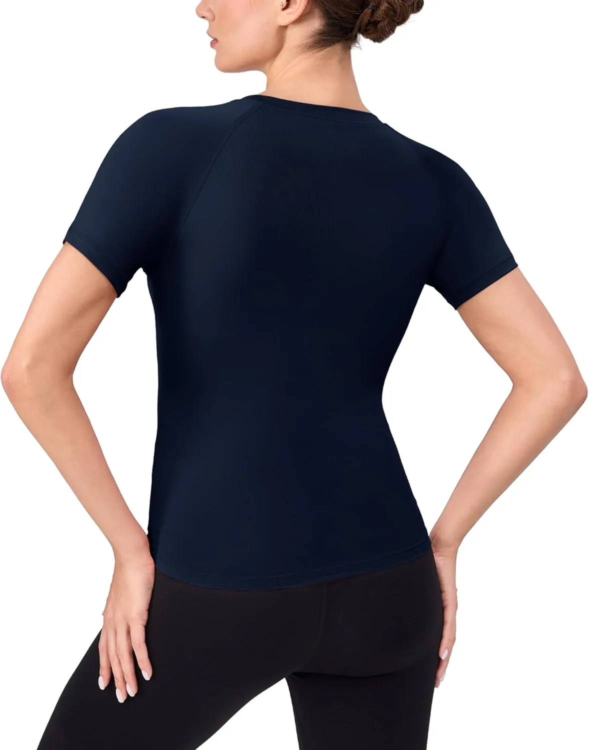 SPVISE Women's Compression Shirt Short Sleeve Workout Tops Athletic Baselayer Dry Fit Running Yoga Gym Basic T-Shirt Crewneck