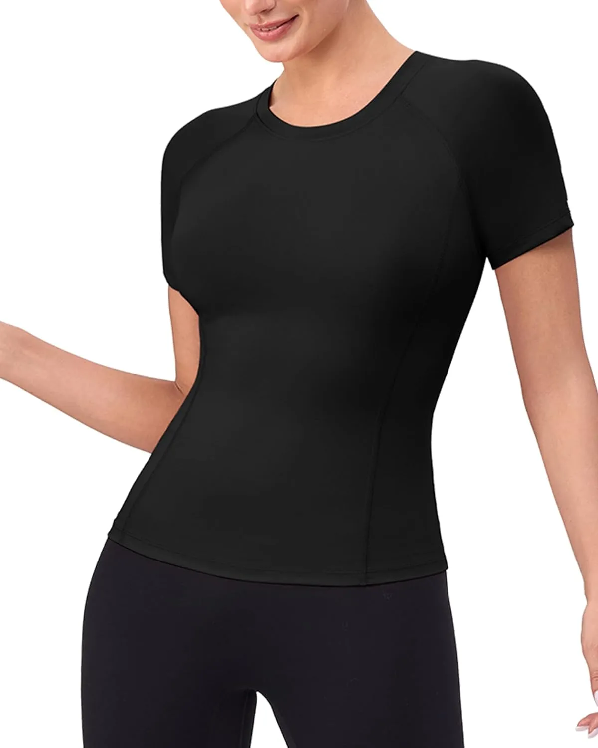 SPVISE Women's Compression Shirt Short Sleeve Workout Tops Athletic Baselayer Dry Fit Running Yoga Gym Basic T-Shirt Crewneck