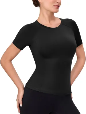 SPVISE Women's Compression Shirt Short Sleeve Workout Tops Athletic Baselayer Dry Fit Running Yoga Gym Basic T-Shirt Crewneck