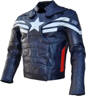 SRHides Men's Motorcycle Captain Winter Soldier Leather Jacket