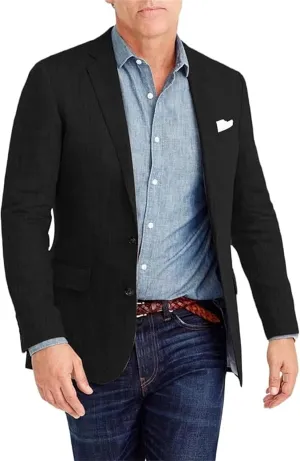 Summer Causal Linen Blazer for Men Slim Fit Blazer Jacket Men's Prom Party Jacket 2 Button Solid Suit Jacket for Men Wedding