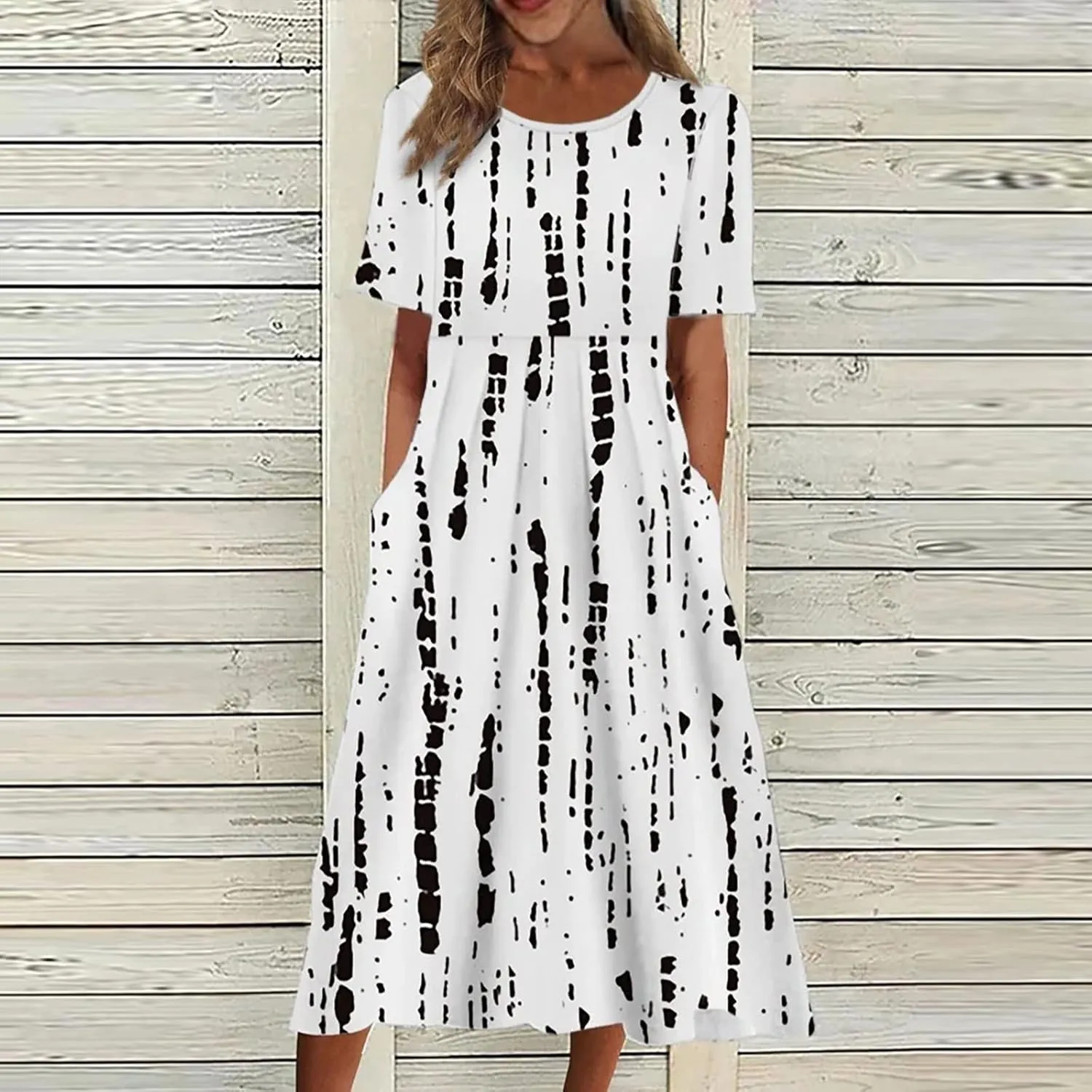 Summer Dresses for Women 2024 Boho Floral Dress Short Sleeve Flowy A Line Swing Midi Dresses Cruise Beach Vacation Sundresses
