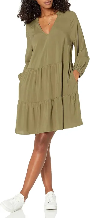 The Drop Women's @Caralynmirand Ruffle-Neck Tiered Mini Dress