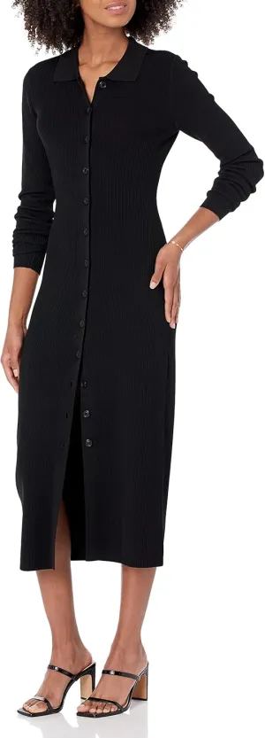 The Drop Women's Jaxon Rib Button Down Sweater Dress