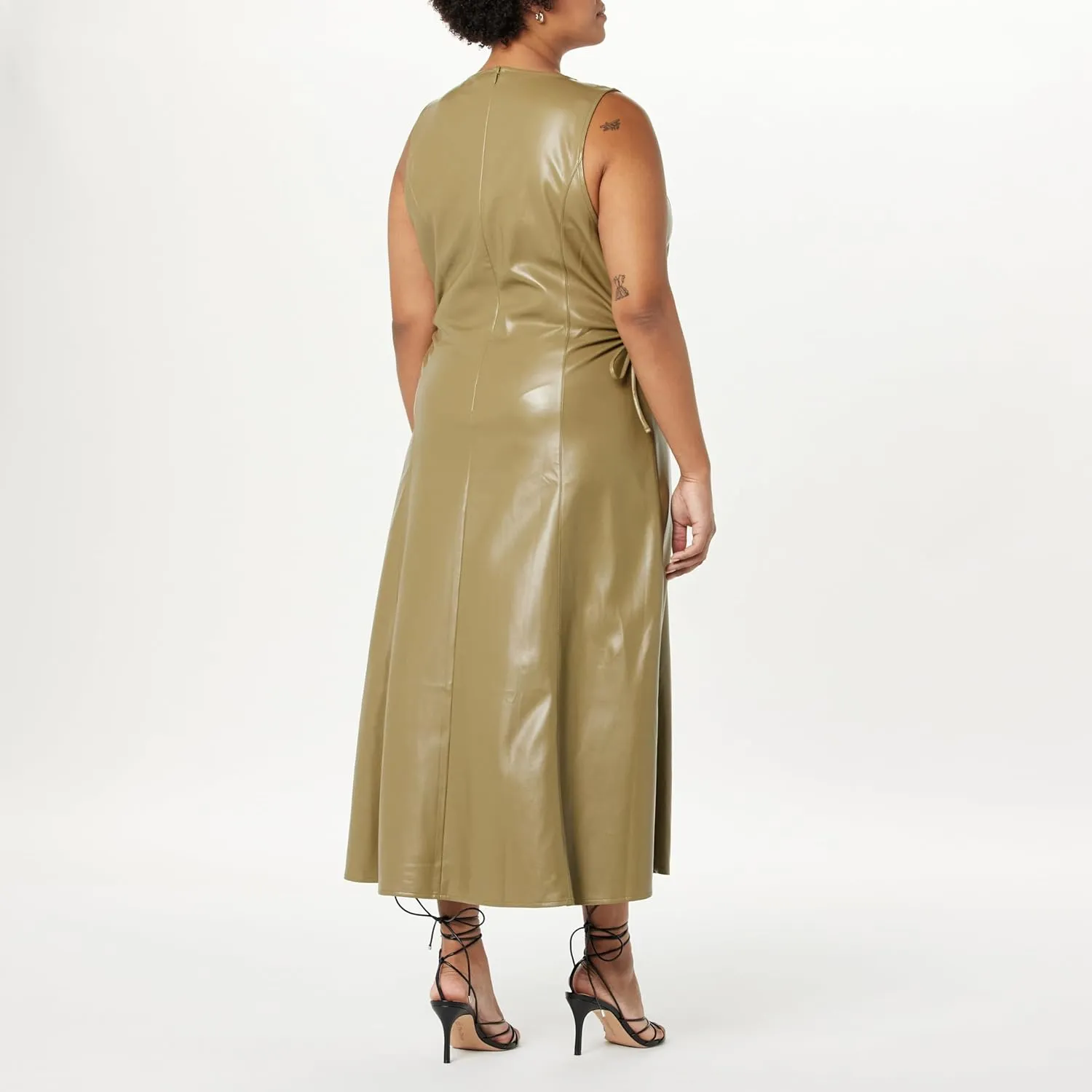 The Drop Women's Sabi Vegan Leather Cutout Midi Dress