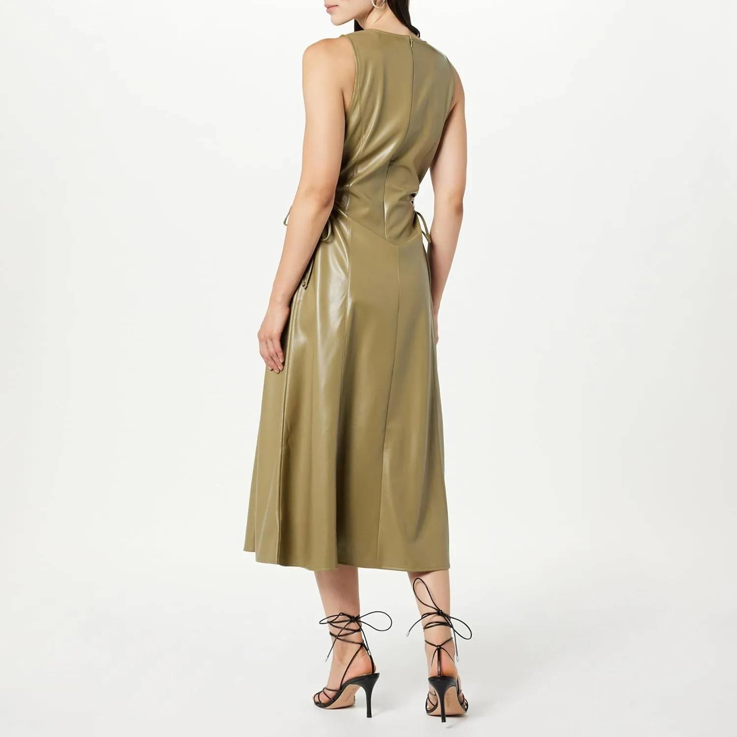 The Drop Women's Sabi Vegan Leather Cutout Midi Dress
