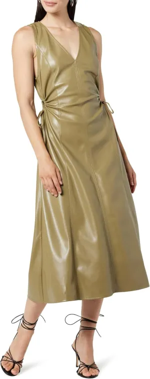 The Drop Women's Sabi Vegan Leather Cutout Midi Dress