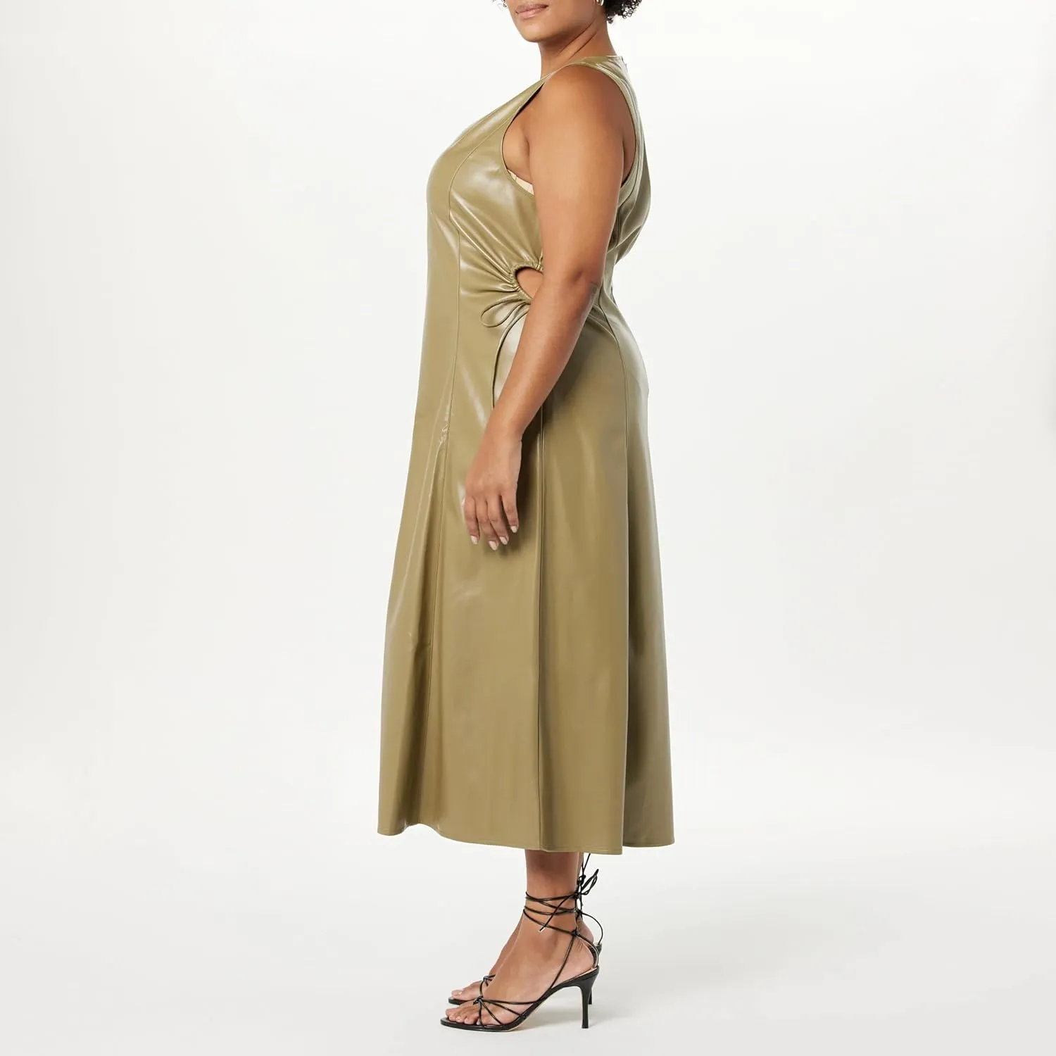The Drop Women's Sabi Vegan Leather Cutout Midi Dress