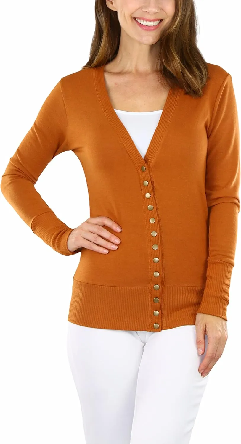 ToBeInStyle Women's Mixed Knit Long Sleeve V-Neck Button Front Cardigan Sweater