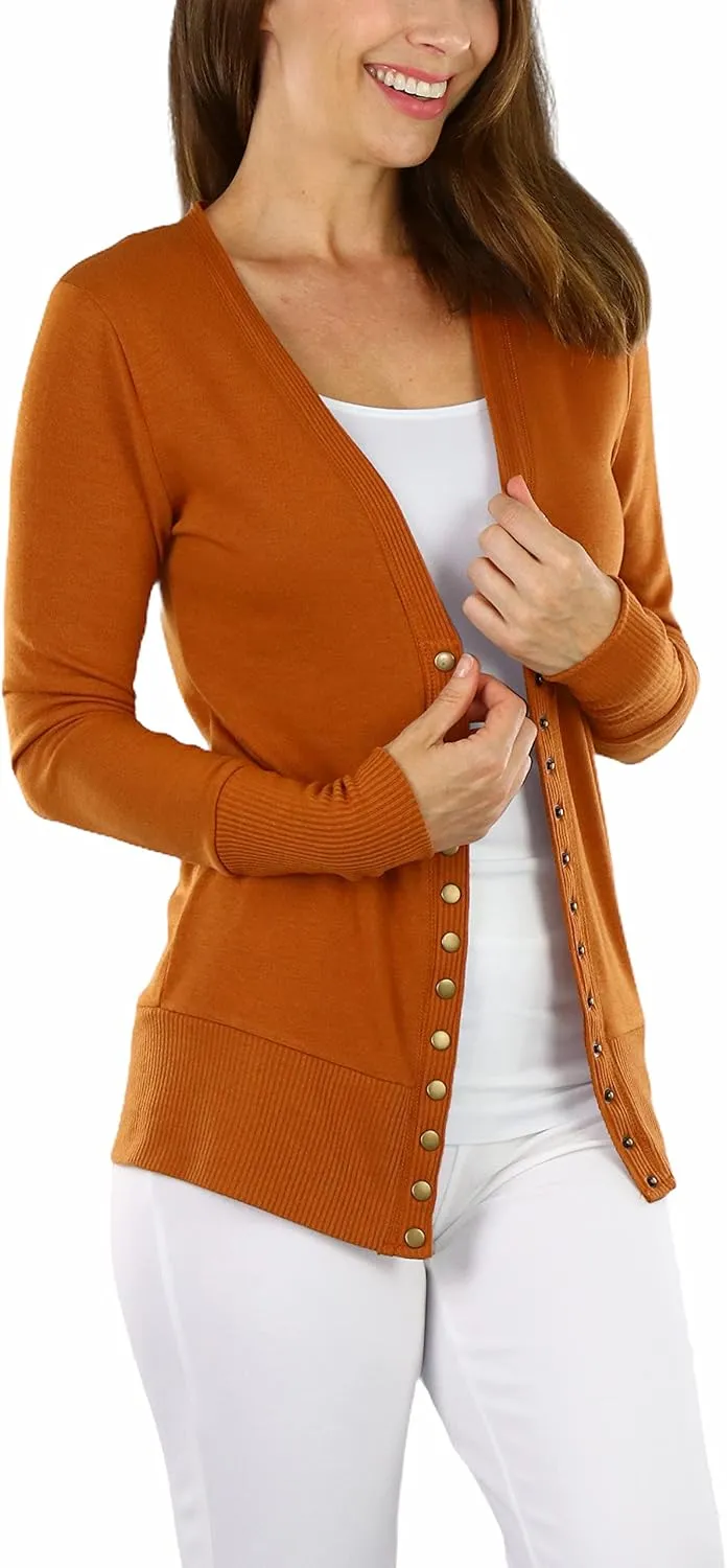 ToBeInStyle Women's Mixed Knit Long Sleeve V-Neck Button Front Cardigan Sweater