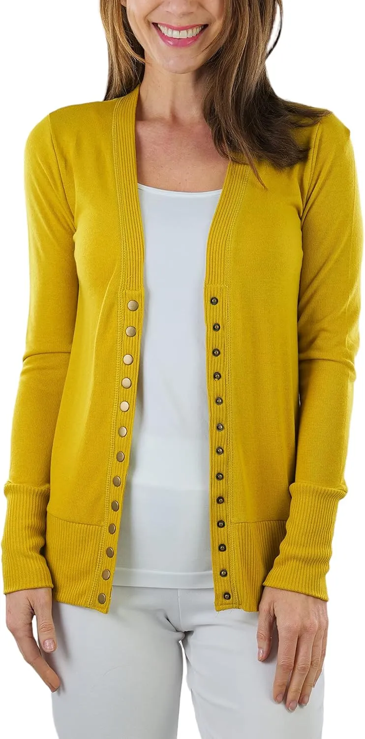 ToBeInStyle Women's Mixed Knit Long Sleeve V-Neck Button Front Cardigan Sweater