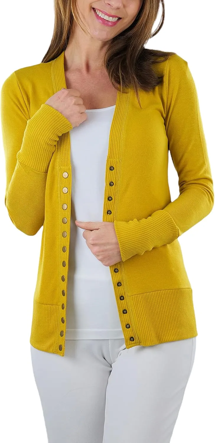 ToBeInStyle Women's Mixed Knit Long Sleeve V-Neck Button Front Cardigan Sweater