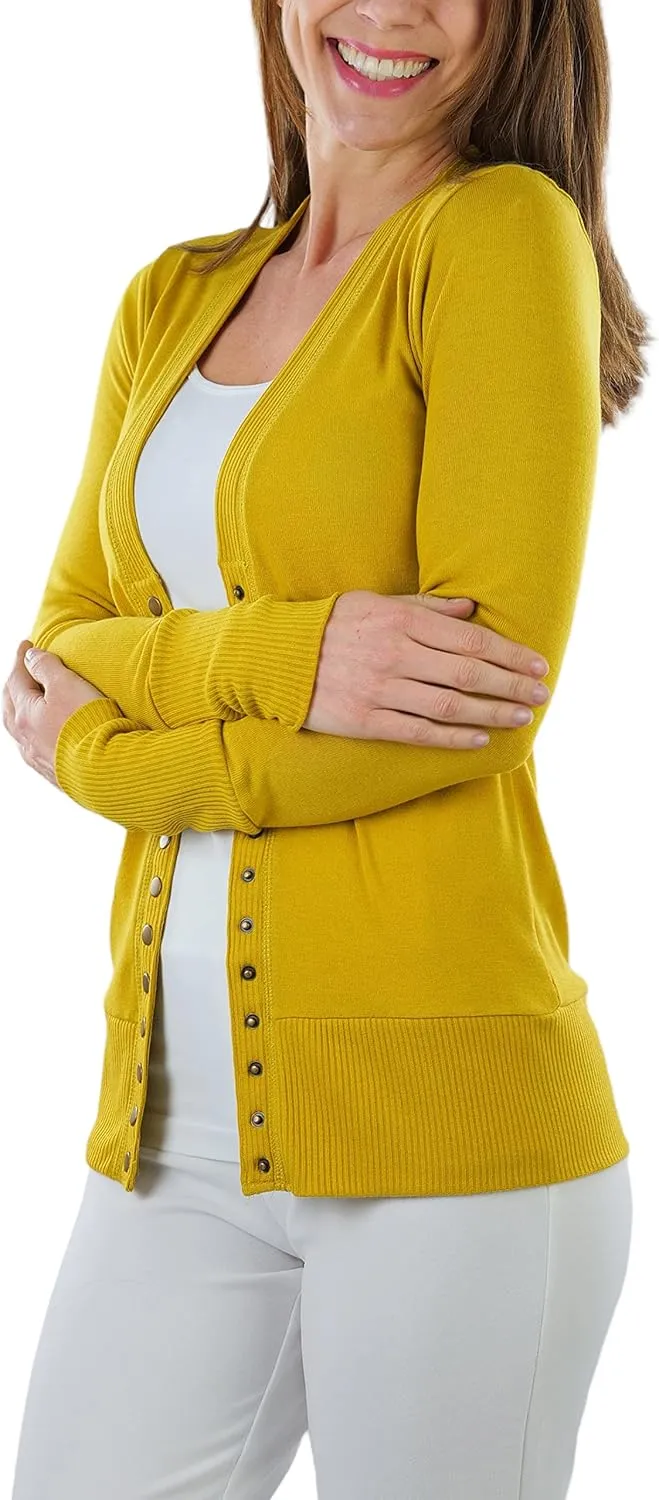 ToBeInStyle Women's Mixed Knit Long Sleeve V-Neck Button Front Cardigan Sweater