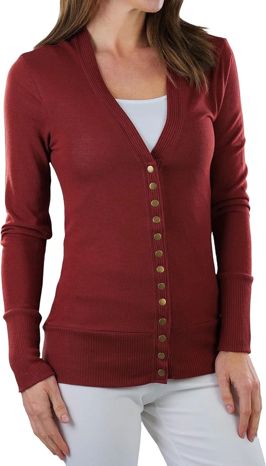 ToBeInStyle Women's Mixed Knit Long Sleeve V-Neck Button Front Cardigan Sweater