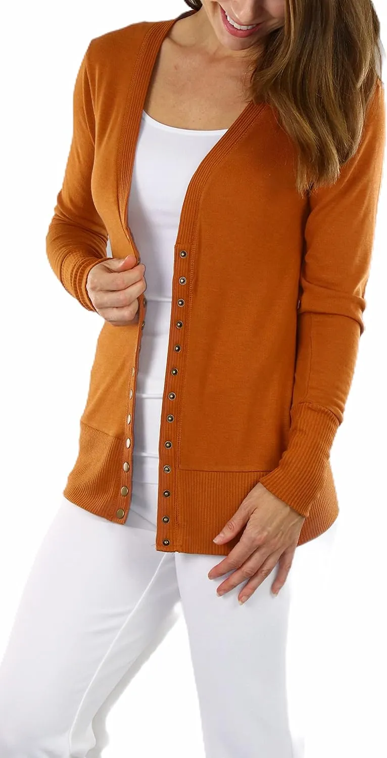 ToBeInStyle Women's Mixed Knit Long Sleeve V-Neck Button Front Cardigan Sweater