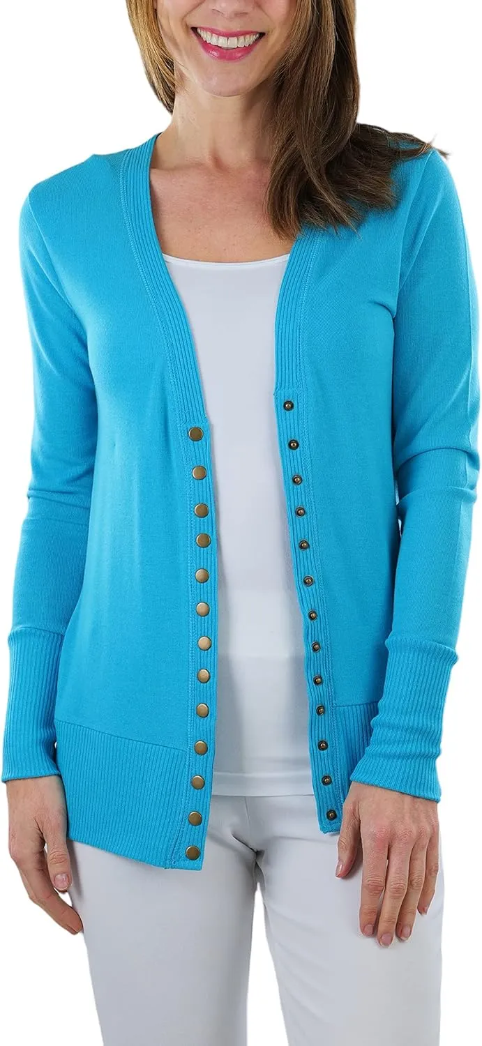 ToBeInStyle Women's Mixed Knit Long Sleeve V-Neck Button Front Cardigan Sweater