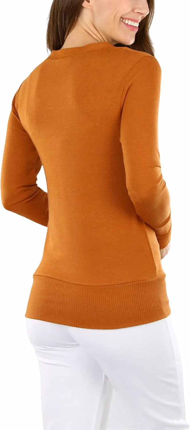 ToBeInStyle Women's Mixed Knit Long Sleeve V-Neck Button Front Cardigan Sweater