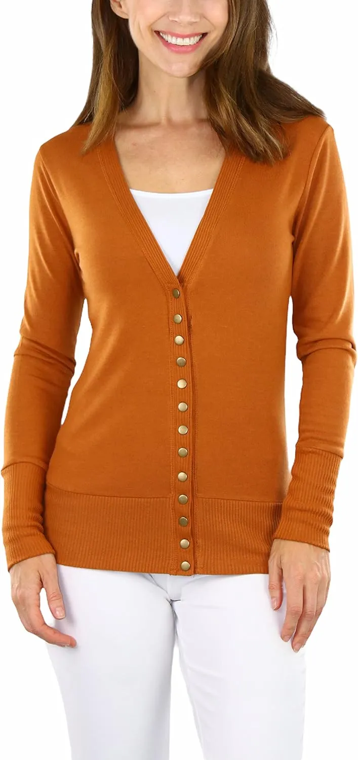 ToBeInStyle Women's Mixed Knit Long Sleeve V-Neck Button Front Cardigan Sweater