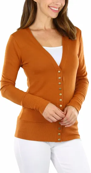 ToBeInStyle Women's Mixed Knit Long Sleeve V-Neck Button Front Cardigan Sweater