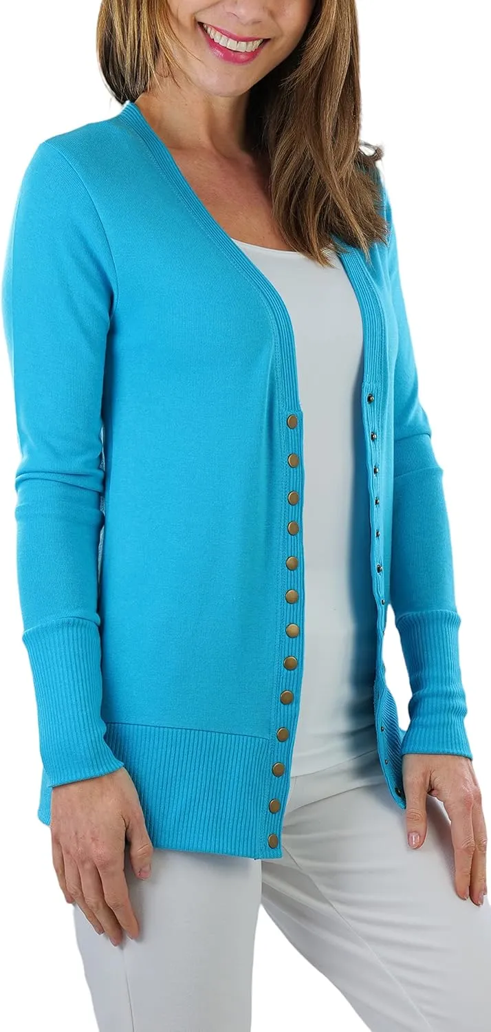 ToBeInStyle Women's Mixed Knit Long Sleeve V-Neck Button Front Cardigan Sweater
