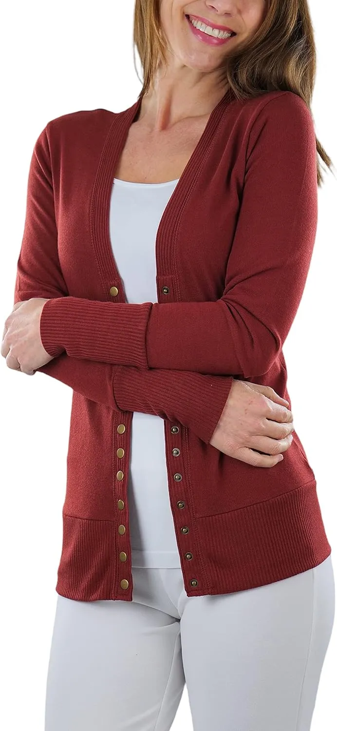 ToBeInStyle Women's Mixed Knit Long Sleeve V-Neck Button Front Cardigan Sweater