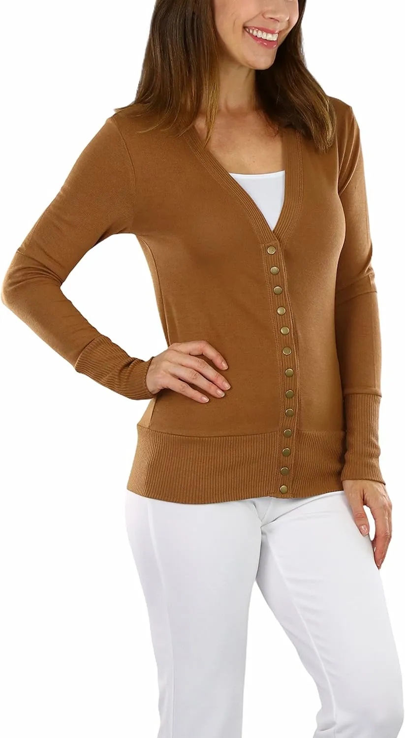 ToBeInStyle Women's Mixed Knit Long Sleeve V-Neck Button Front Cardigan Sweater
