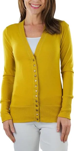 ToBeInStyle Women's Mixed Knit Long Sleeve V-Neck Button Front Cardigan Sweater