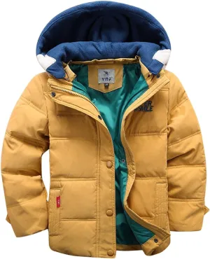 Toddler Warm Jacket Baby Solid Color Cotton Outwear New Removable Hooded Padded Coat Down Jacket for Girls and Boys
