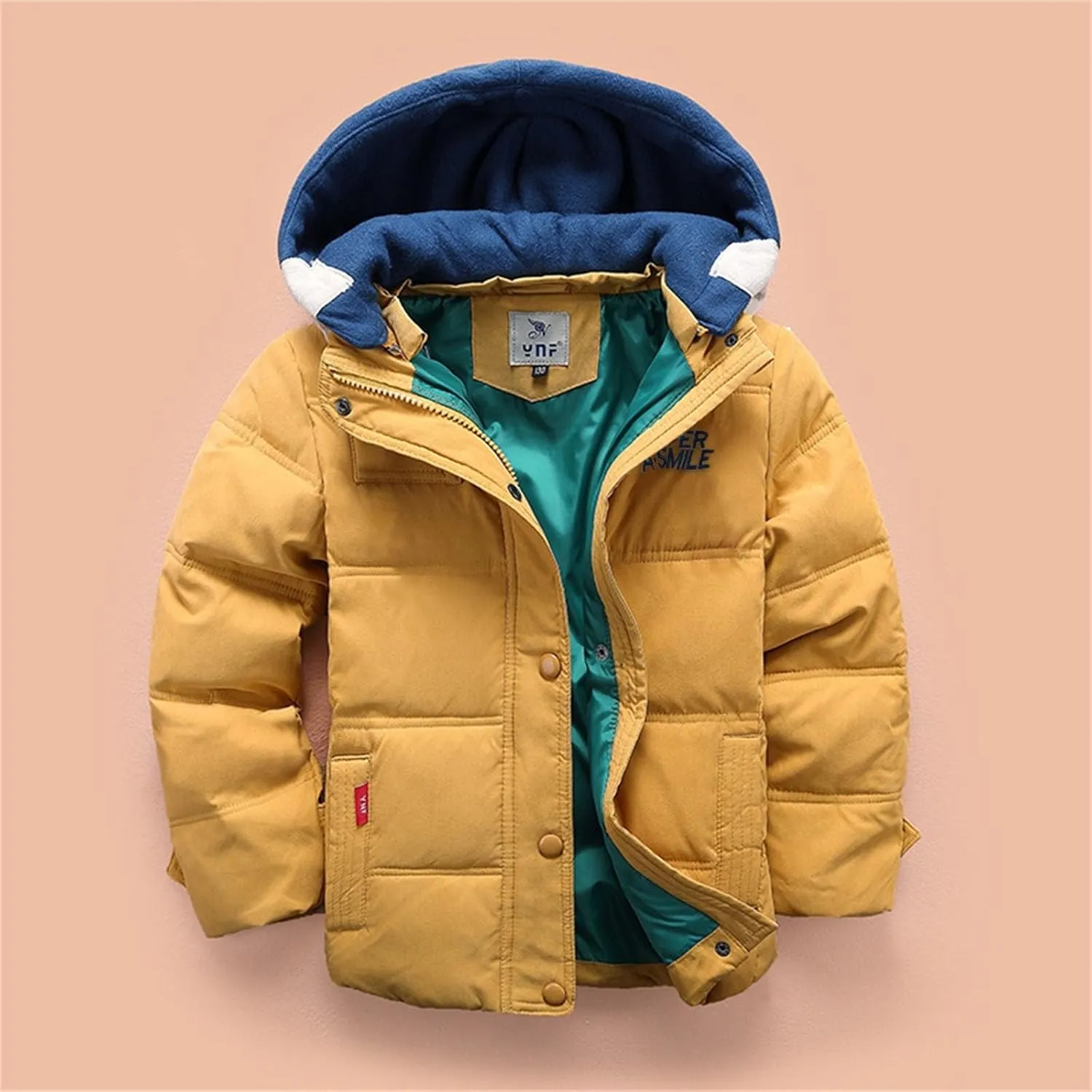 Toddler Warm Jacket Baby Solid Color Cotton Outwear New Removable Hooded Padded Coat Down Jacket for Girls and Boys