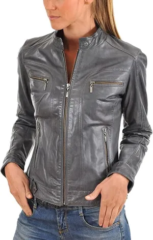 TOMJACK Women Leather Jacket - Lambskin Winter Vintage Motorcycle Biker Jacket, Moto Riding & Racing Jackets