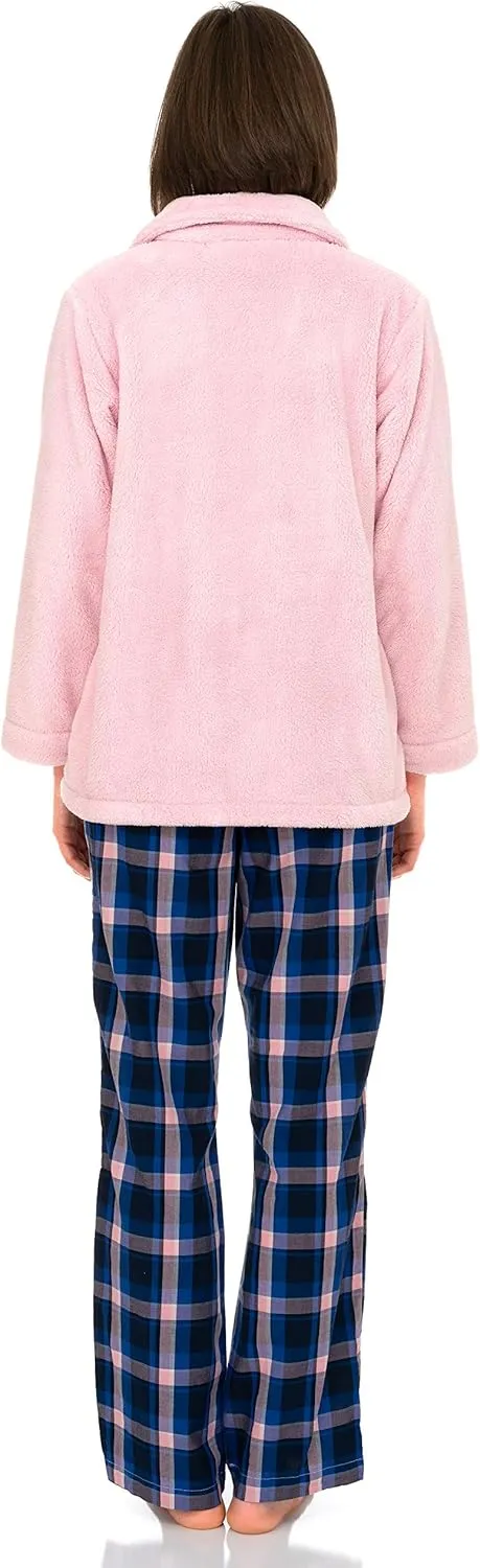TowelSelections Women's Bed Jacket Zip Front Cardigan Fleece Robe Lounge Coverup