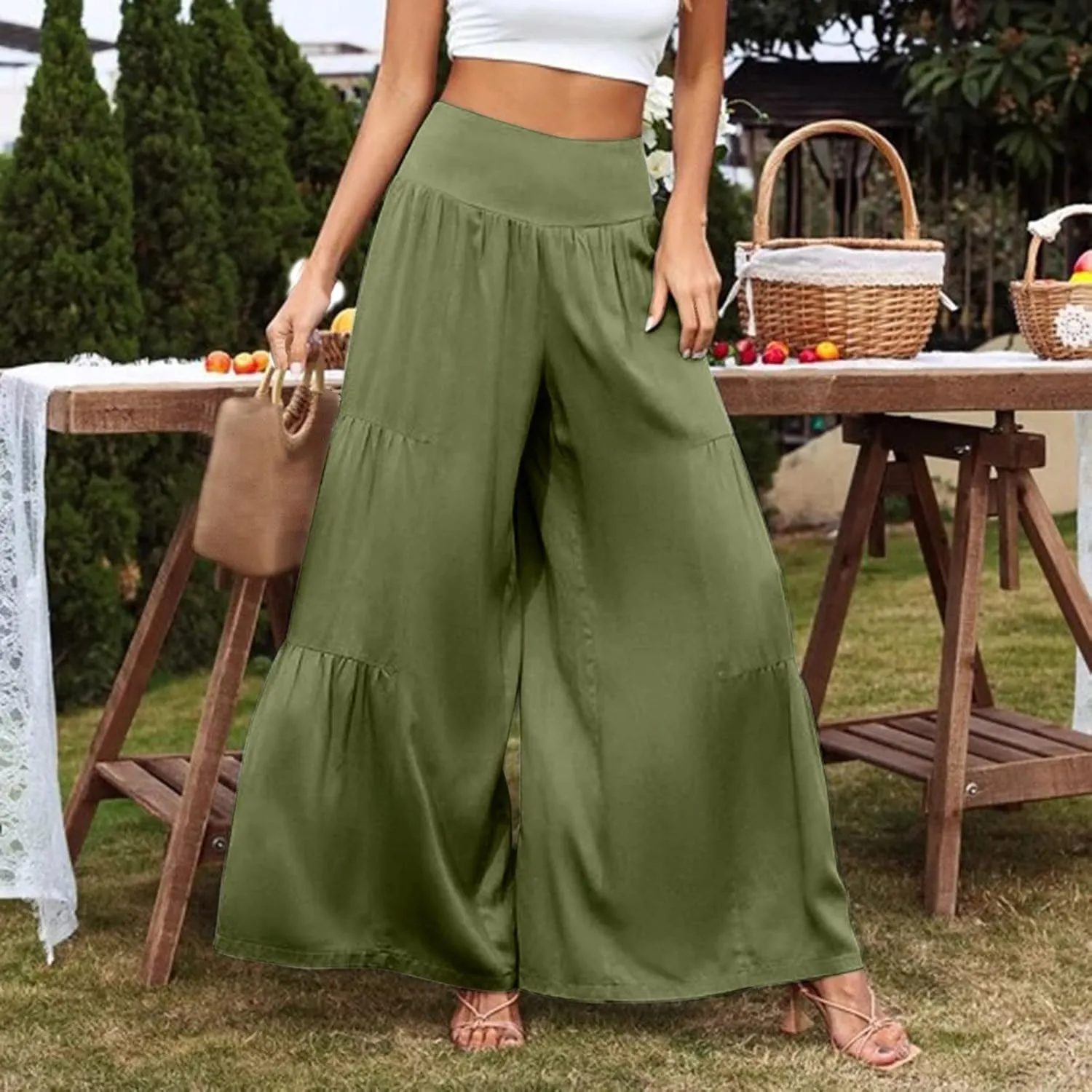 Try Before You Womens Clothing Loose Cotton Patchwork Wide Leg Pants Ladies Trousers Lightweight Linen Pants Women