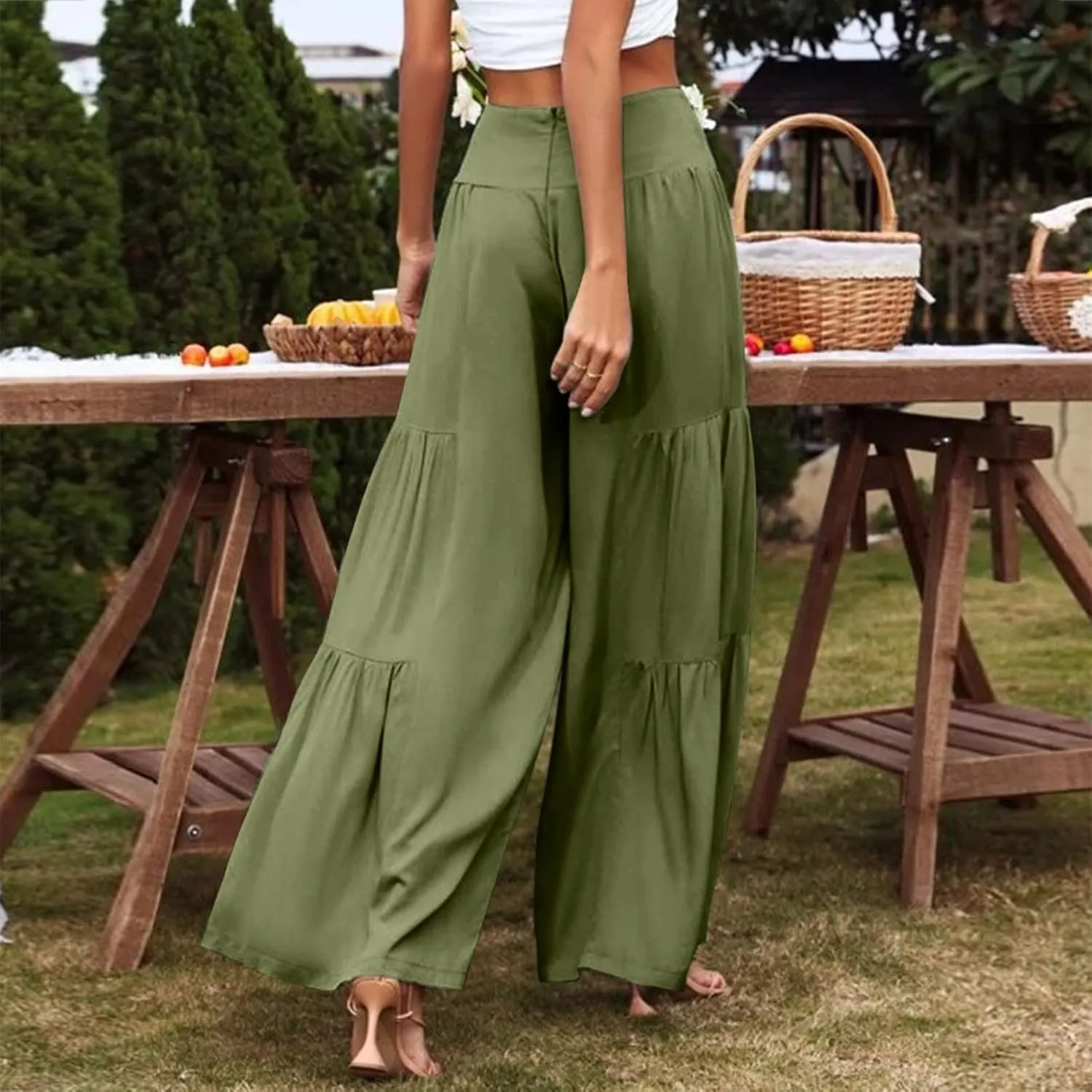 Try Before You Womens Clothing Loose Cotton Patchwork Wide Leg Pants Ladies Trousers Lightweight Linen Pants Women