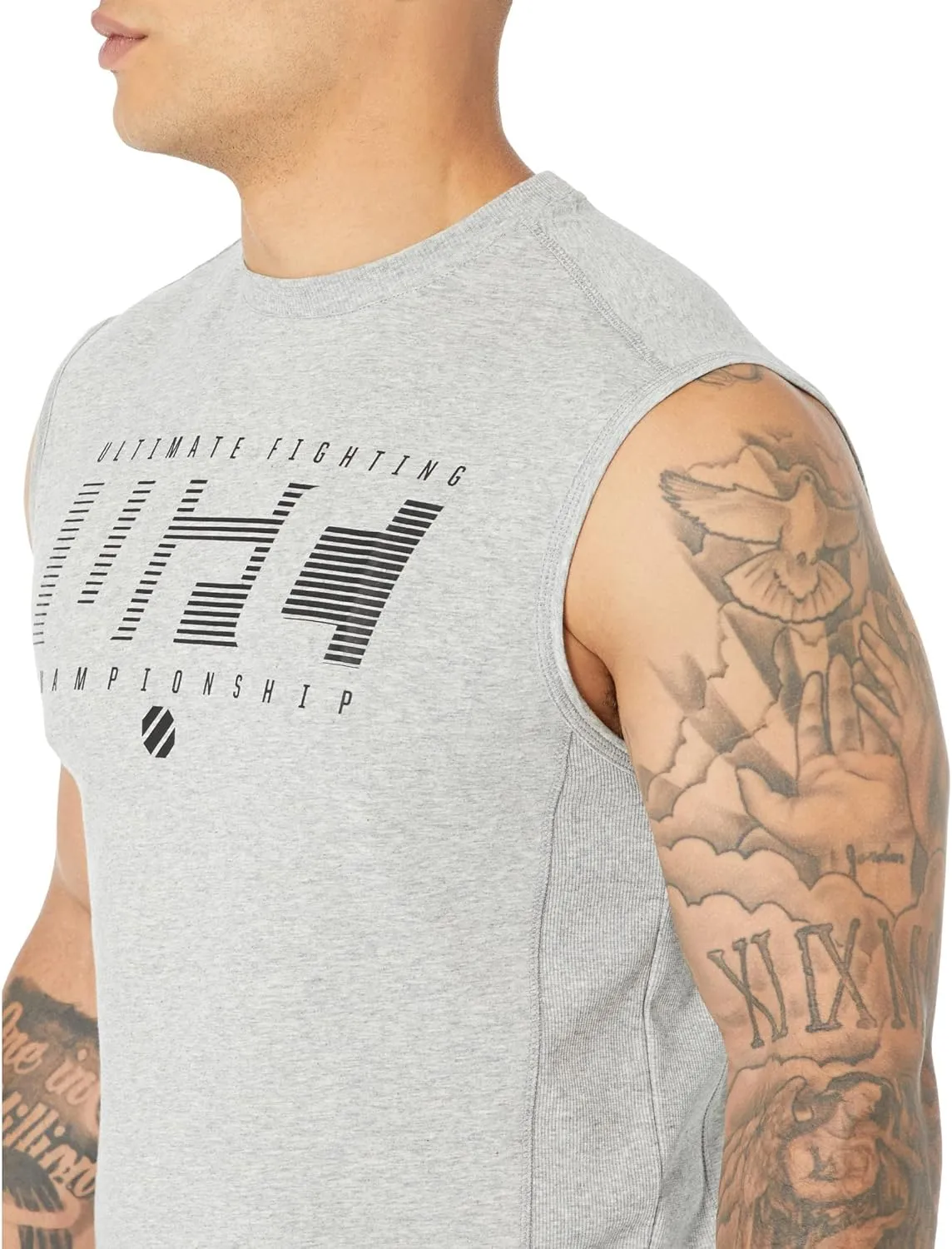 UFC Ultimate Fighting Sleeveless Crew Neck Tank Top for Men  58% Cotton  37% Modal  Regular Fit