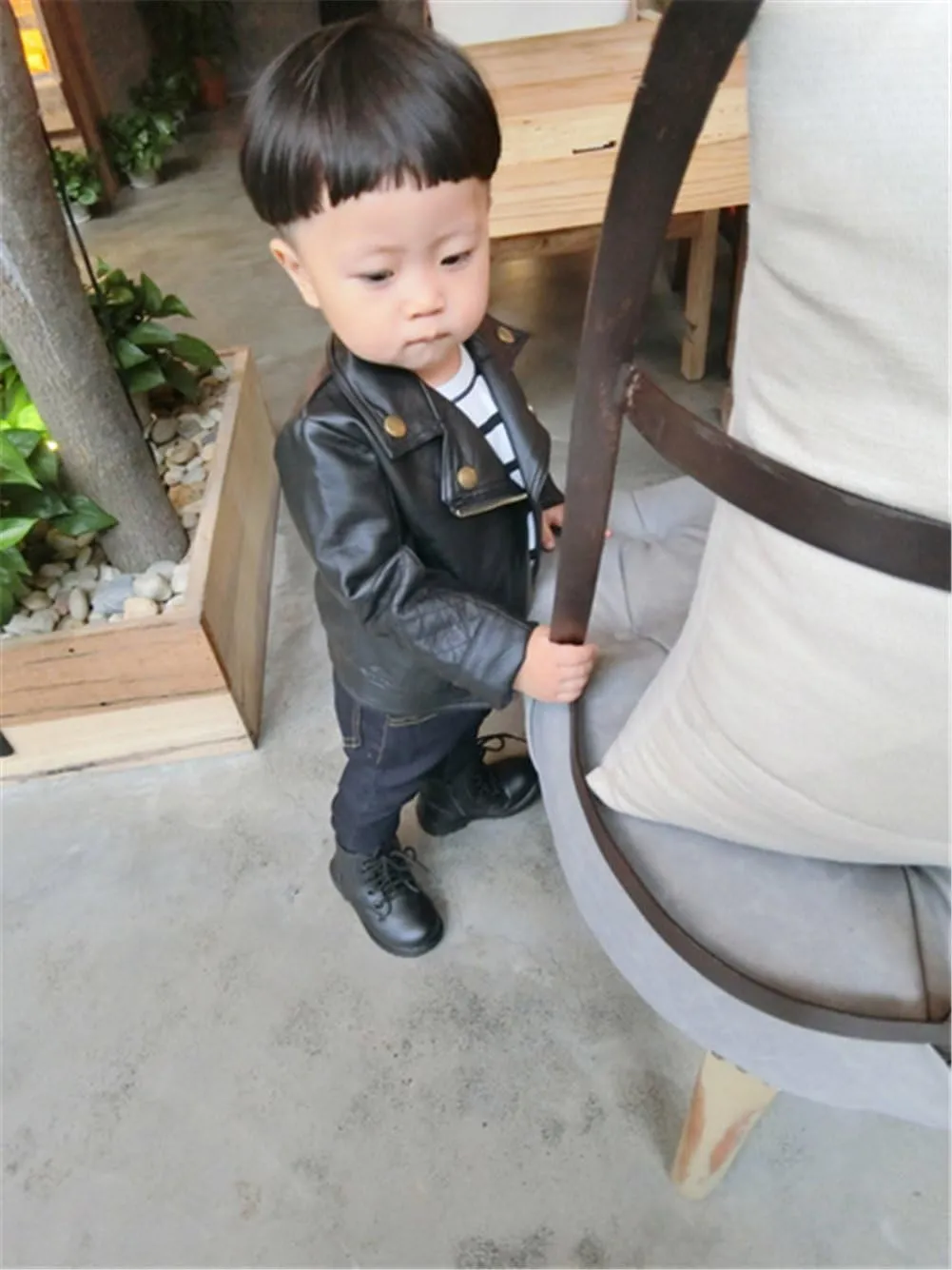 UNIQUEONE Baby Boys Girls Kids Outfits Spring Autumn PU Faux Leather Lapel Jacket Oblique Zipper Outerwear Coat
