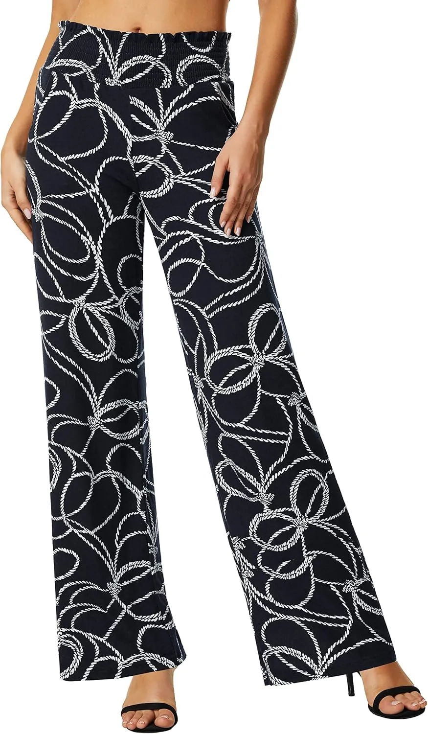 Urban CoCo Women's Boho Palazzo Pants Wide Leg Beach Pants High Waisted Lounge Pants with Pockets