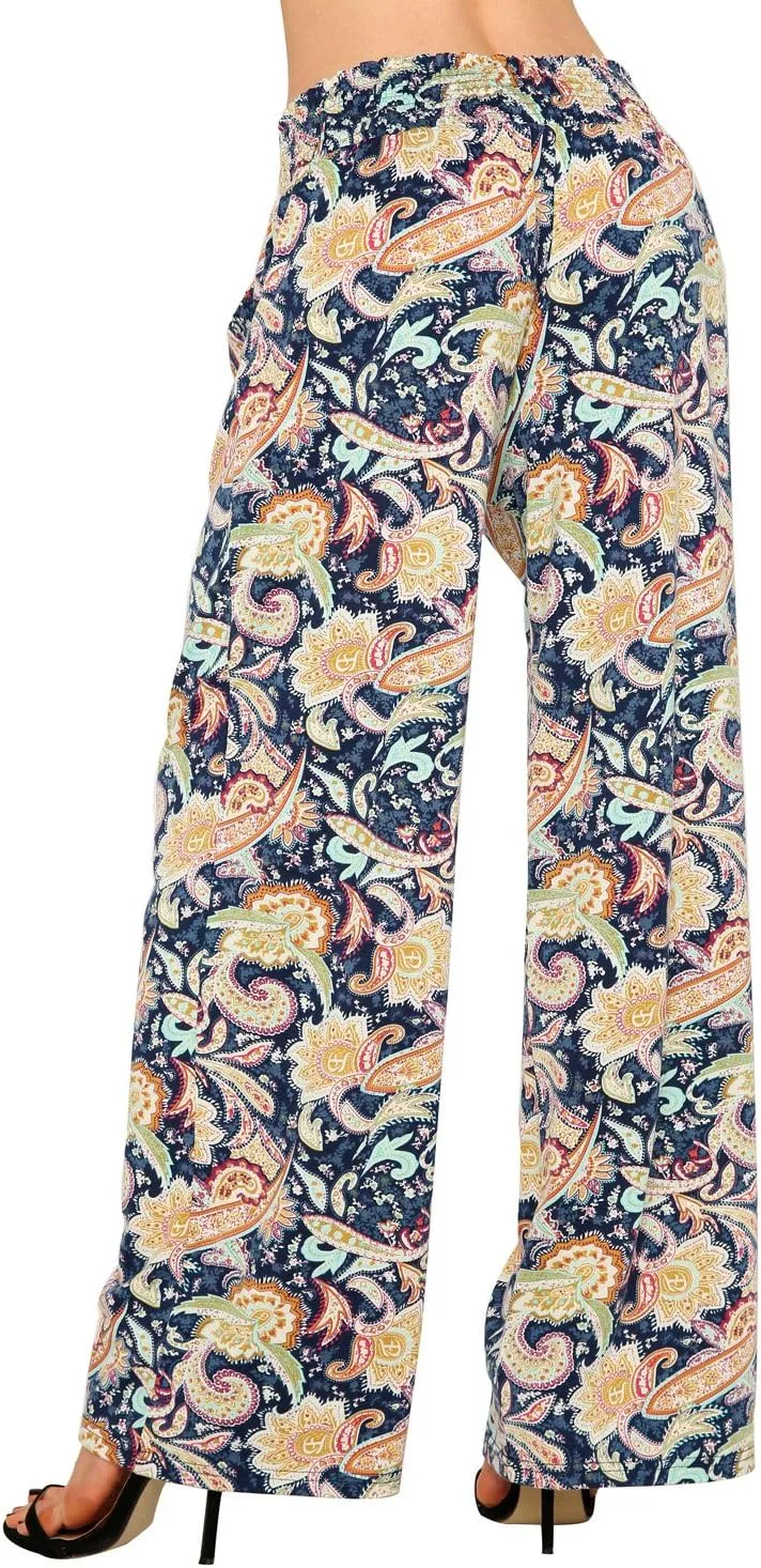 Urban CoCo Women's Boho Palazzo Pants Wide Leg Beach Pants High Waisted Lounge Pants with Pockets