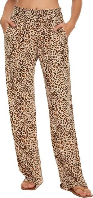 Urban CoCo Women's Boho Palazzo Pants Wide Leg Beach Pants High Waisted Lounge Pants with Pockets