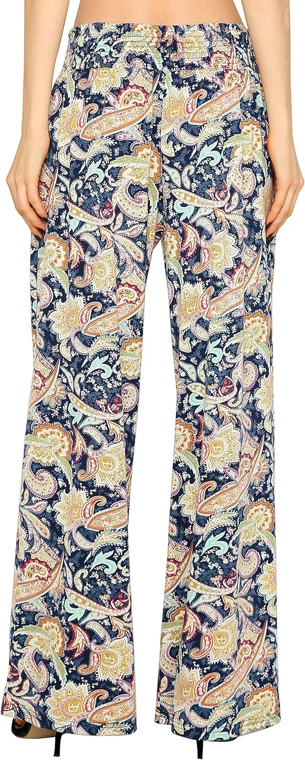Urban CoCo Women's Boho Palazzo Pants Wide Leg Beach Pants High Waisted Lounge Pants with Pockets