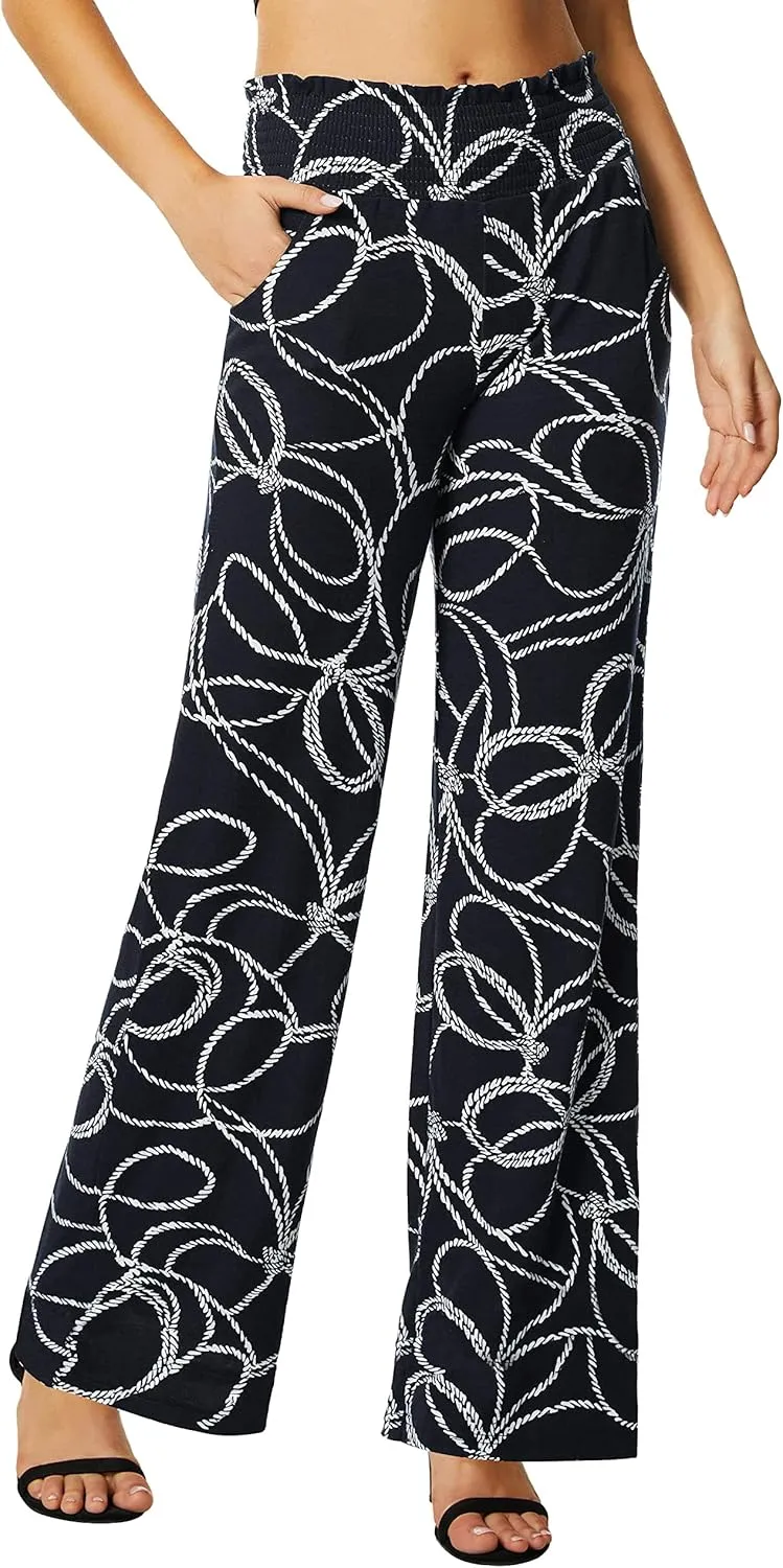 Urban CoCo Women's Boho Palazzo Pants Wide Leg Beach Pants High Waisted Lounge Pants with Pockets