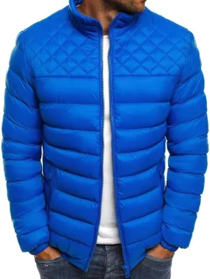 utcoco Mens Quilted Puffer Jacket Stand Collar Full Zip Casual Lightweight Down Jacket Winter Coat