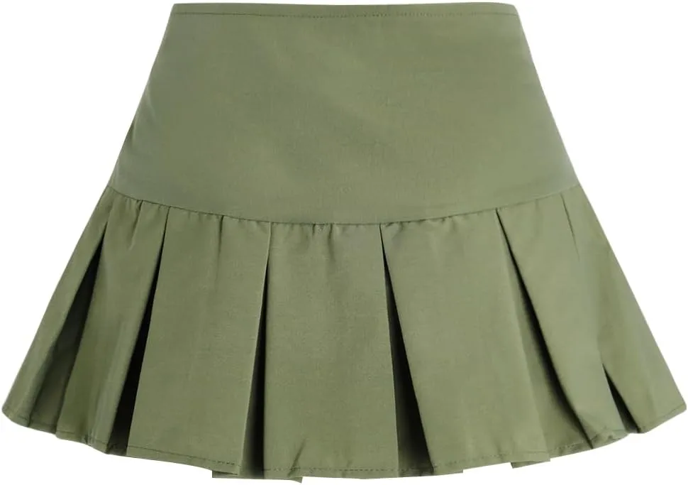 Verdusa Women's Y2K Low Waist Pleated Short A Line Skater Skirt
