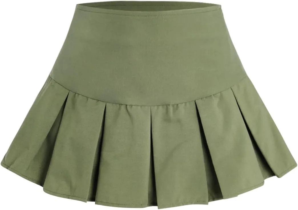 Verdusa Women's Y2K Low Waist Pleated Short A Line Skater Skirt