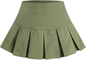 Verdusa Women's Y2K Low Waist Pleated Short A Line Skater Skirt