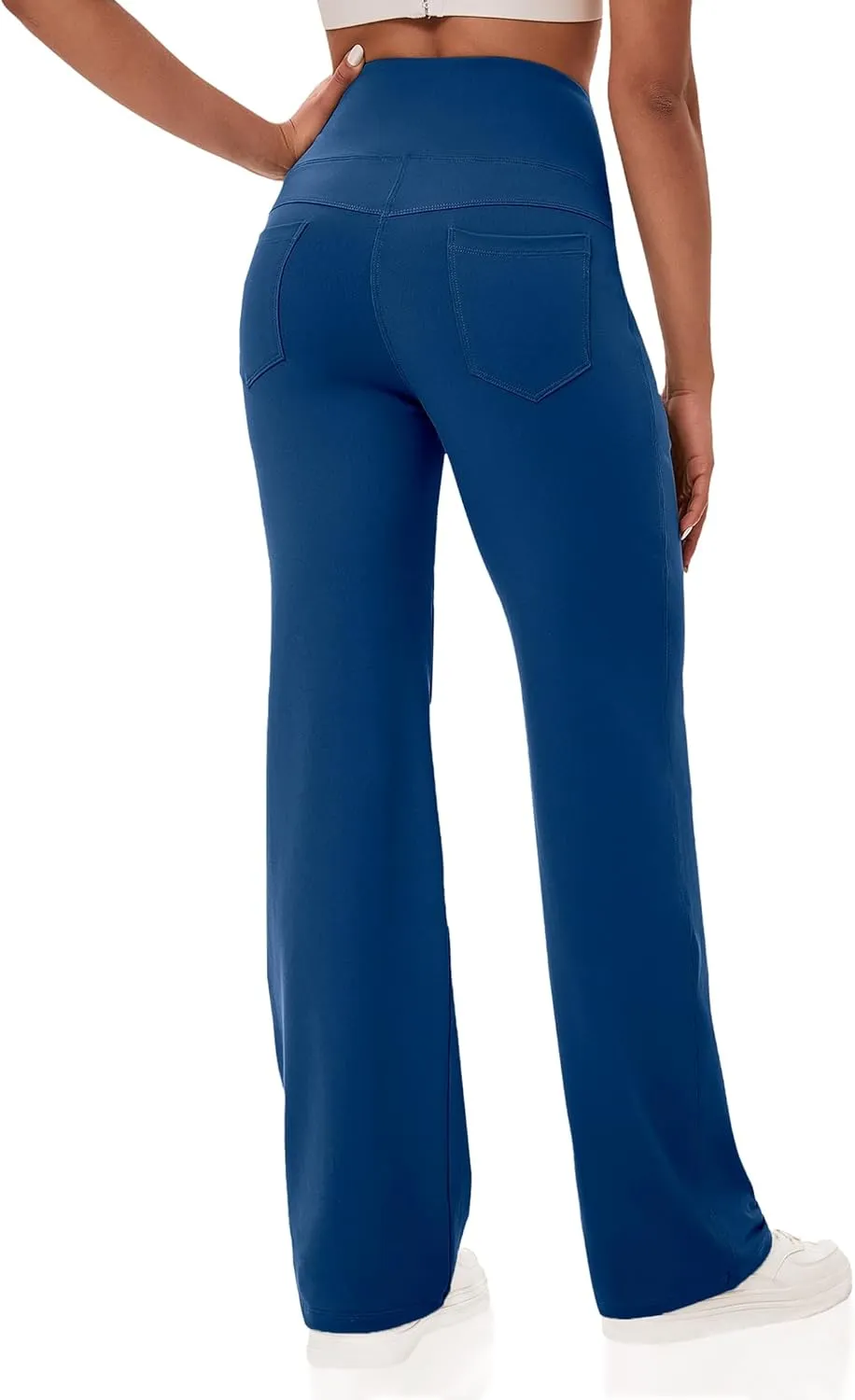 VOOVEEYA Yoga Pants Women with Pockets, Straight Wide Leg Pants High Waisted Work Dress Pants Petite/Regular/Tall