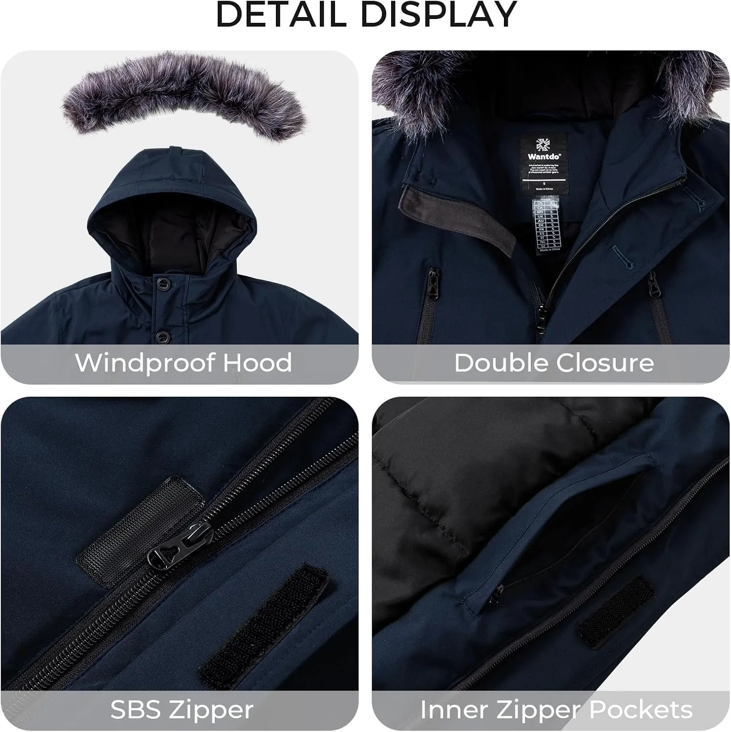 wantdo Men's Down Jacket Thicken Parka Coat Winter Warm Puffer Jacket with Hood